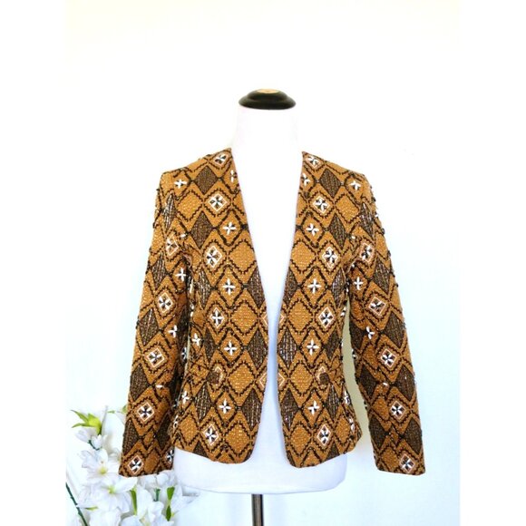 NEW! Banana Republic Heritage Collection Beaded Open Front Blazer Jacket SZ 0 - Picture 6 of 12